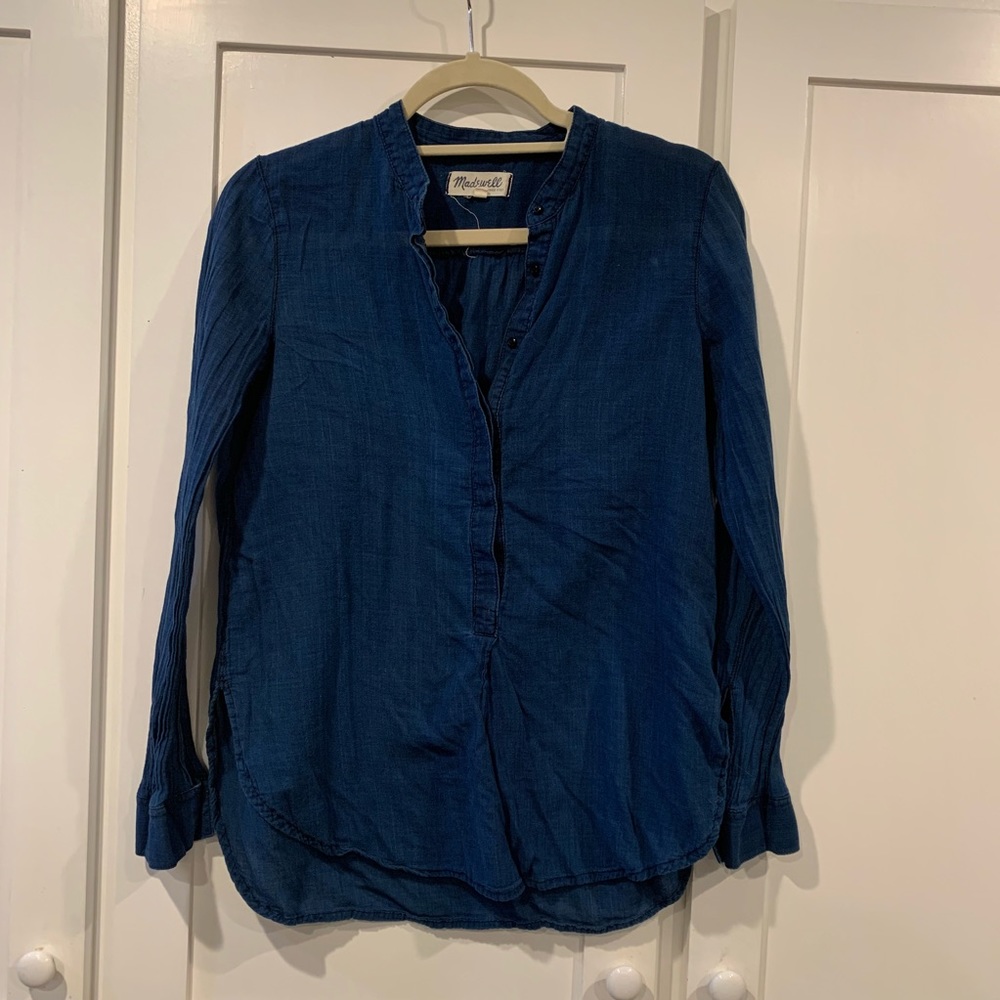 Madewell Indigo Long Sleeve Blouse